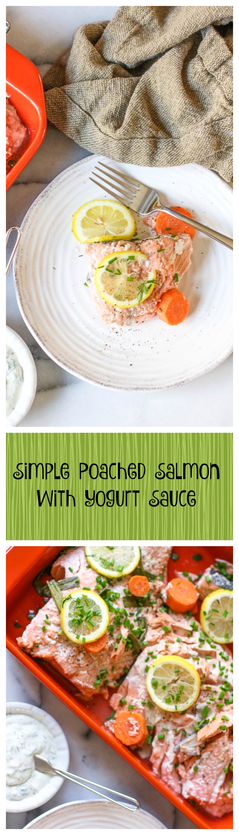 simple poached salmon with yogurt sauce