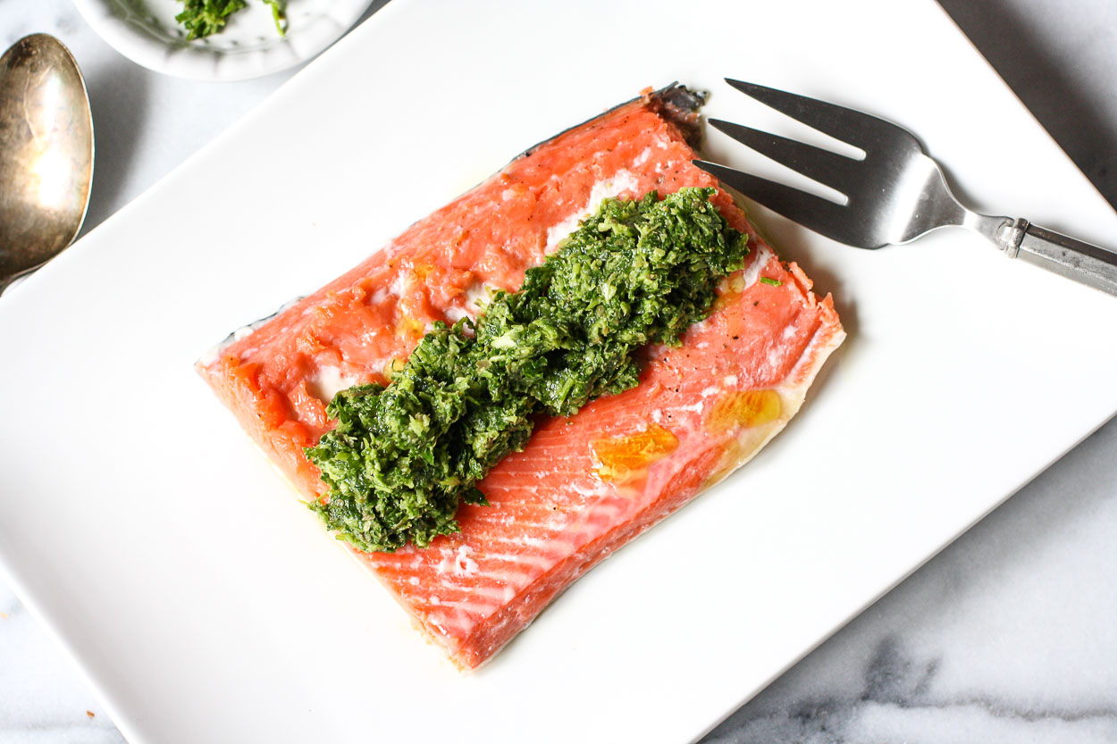 salmon with parsley sauce